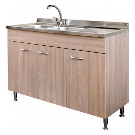 Mobile cucina due ante con lavello inox sx finitura olmo 120x50xH81cm Potres Sabin