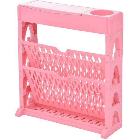 Großes, zweistöckiges rosa Bücherregal/Bücherschrank mit viel Stauraum für Wohnzimmer/Schlafzimmer (1/5)