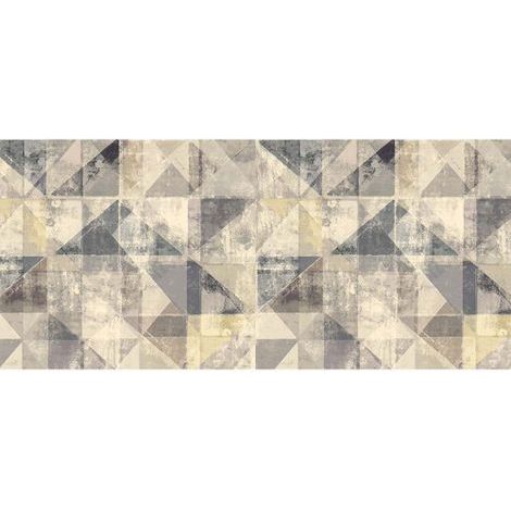 Papier peint panoramique design pour salon Tapisserie panoramique originale pour bureau Papiers peints panoramique gris et beige motif géométrique (1/3)