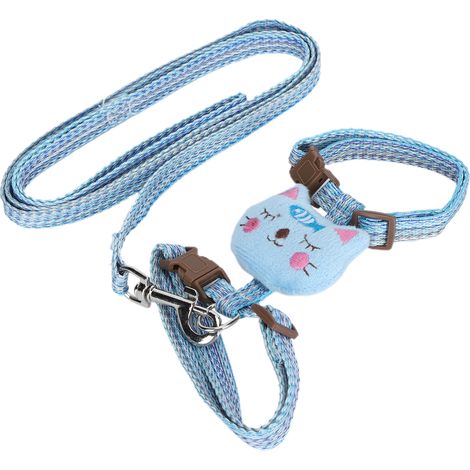 Harnais anti-perte pour chat avec laisse, harnais réglable anti-fugue pour animaux de compagnie, idéal pour les promenades (bleu) (1/5)