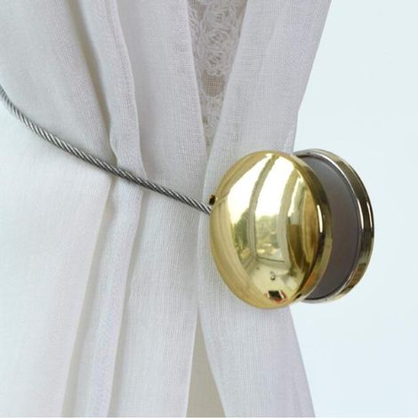 4-teiliges magnetisches Vorhanghalter-Set, schlicht mit magnetischen Vorhangclips zur Befestigung von Heimdekorationen – Gold (1/5)