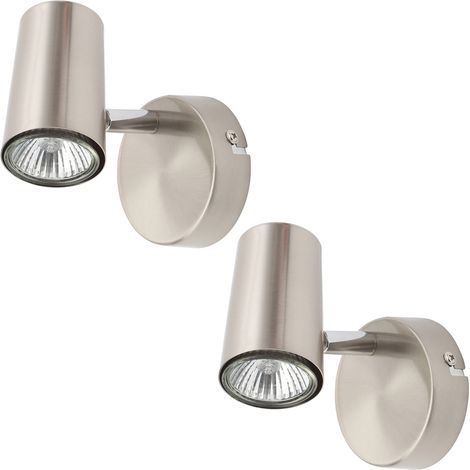 Litecraft Chobham Spotlight Adjustable Wall Ceiling Fitting in Nickel - 2 Pack (1/5)