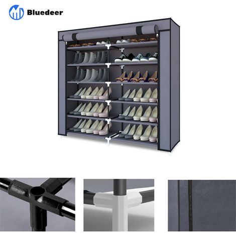 Armoire à Chaussures, Meuble à Chaussures, Étagères à Chaussures Étanche 7 Couches pour 36 Paires de Chaussures Armoire en Tissus, Rangement de Chaussures avec Housse, Gris,11028115cm