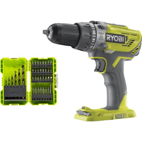 Pack RYOBI - Perceuse à percussion R18PD3-0 - 18V One+ sans batterie ni chargeur - Coffret 38 accessoires perçage-vissage - porte embouts RAK38SDD (1/5)