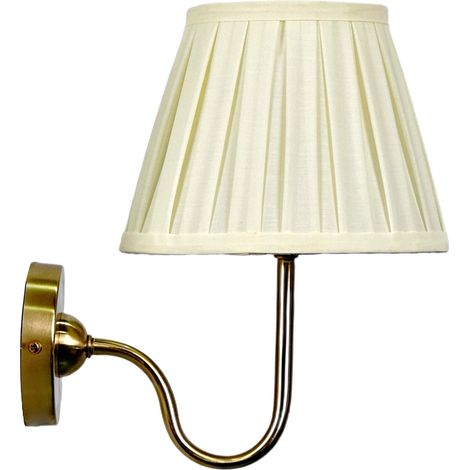 Lampada da parete Relaxdays, paralume in tessuto, design antico, attacco E27, applique, HD: 32,5 x 27 cm, avorio/bronzo (1/5)