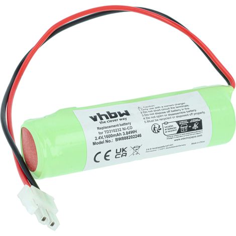 vhbw Batería recargable compatible con Schneider OVA 37027, 51012E, LUXA, RILUX vía de evacuación (1600 mAh, 2,4 V, NiCd)