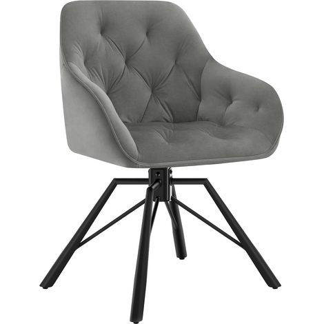 WOLTU 1x Poltroncina/Sedia Imbottita Sala da Pranzo Girevole a 360° Attesa Moderna in Velluto Elegante con Braccioli, Grigio scuro (1/5)