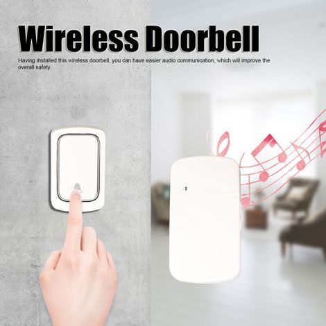 Sonnette de porte sans fil Interphone vocal ABS sans trou pour la maison et la chambre EU Plug 100-230V-- (1/4)