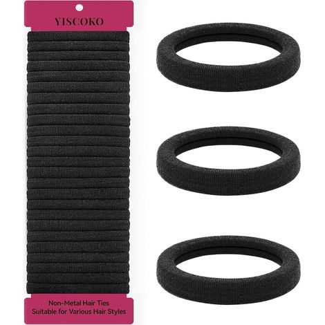 Elastique Cheveux - 50 Pcs Chouchou pour Homme, Fille et Femme - Noir (1/5)