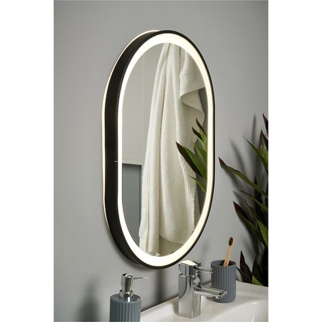 Forum Spa Cian Matt Black CCT LED Oval Framed Mirror Motion/Demist - SPA-45860-BLK (1/4)
