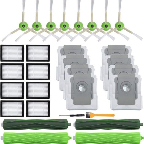 Ahlsen Pack de 20 recambios para aspirador Irobot Roomba I7 I7+ I3 I3+ I4 I4+ I6 I6+ I8 I8+ J7 J7+/plus E5 E6 E7, 2 cepillos de goma 6 filtros Hepa (1/5)