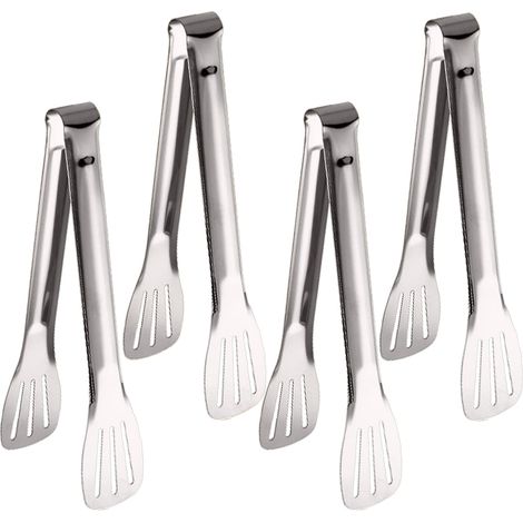 pinzas plateadas de 9 pulgadas para servir de acero inoxidable para ensaladas, bufé, aperitivo, postre, para fiestas de comida (1/5)