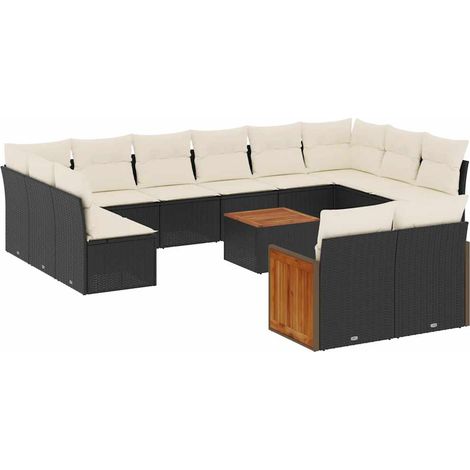 Maison Exclusive - Set Divani da Giardino 13pz con Cuscini Nero in Polyrattan (1/5)