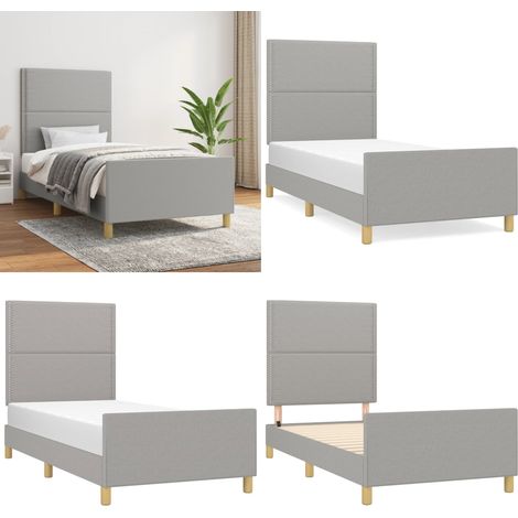 Bettgestell ohne Matratze Hellgrau 100x200 cm Stoff - Bettsystem - Boxspringbetten - Doppelbett - Lattenrost - Massivholzbette - Home & Living (1/5)
