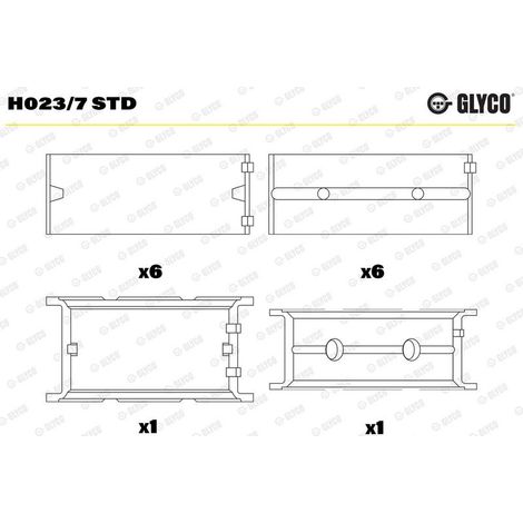 Coussinet de paliers de vilebrequin GLYCO H023/7 STD ALPINA 1 705 275 2