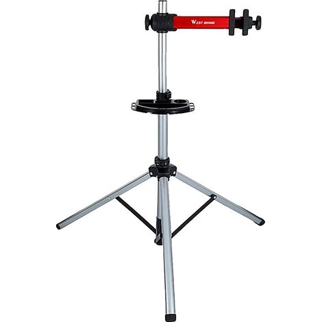 Cavalletto per bicicletta, altezza regolabile, struttura stabile a tre gambe, con vassoio (1/2)