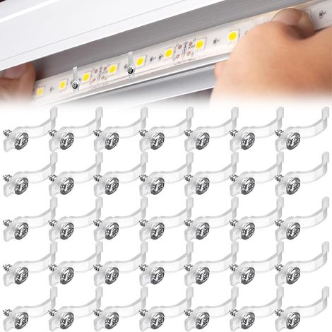 35pcs Clip de montage transparent pour bande LED Clip de montage pour bande LED, avec 35 vis, Clip de montage pour bande LED en silicone Support de montage pour bande LED (10mm) (1/5)