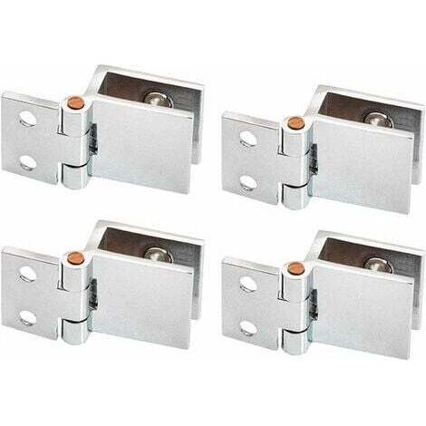 Aiperq Charnière en Verre en Alliage,4 Pcs Clip de Porte en Verre Charnière pour Porte en Verre 0 Degrés, Sans Perçage de Verre à Charnière pour Porte en Verre de Meuble de Cuisine Vitrine(Verre de 5-