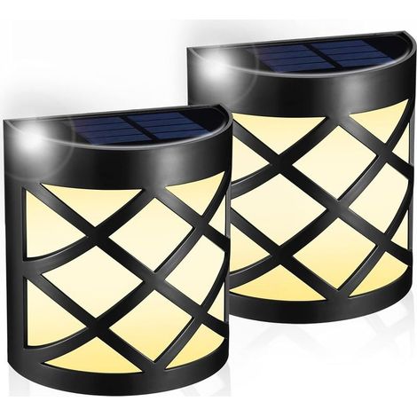 Lampe Solaire Extérieur[2pack]LED\u3000Lampadaire Exterieur Solaire，Clture,Patio,Porte D'entrée,Escalier,Paysage,Décoration De Jardin Murale Solaire étanche,Lumière Blanche Chaude (1/5)
