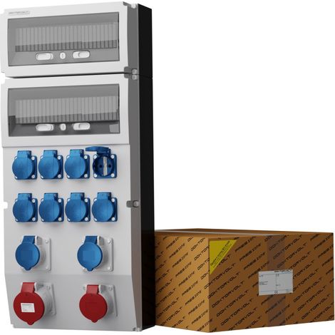 Tableau électrique de chantier eXT 32 A, 16 A, pour camping, 2x16 A, 8x230 Schuko DV-2346-D (1/2)