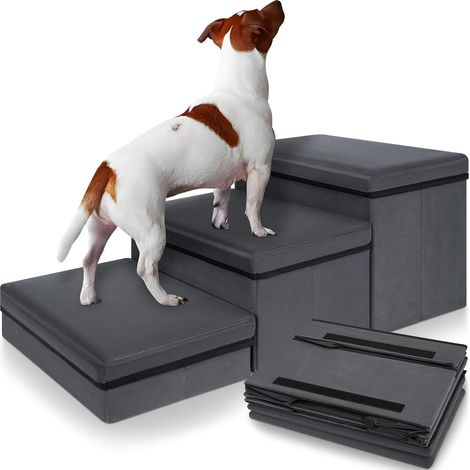 Escalier pour Chiens et Chats, 3 Marches, Gris (1/5)