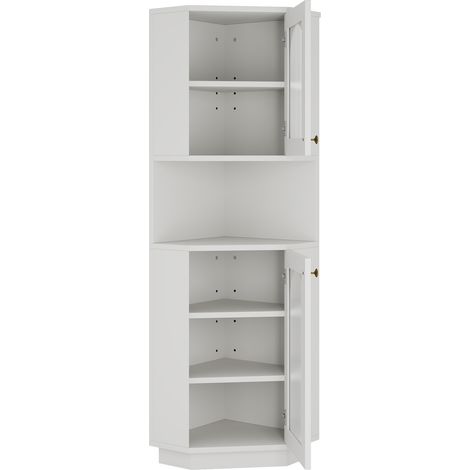Armoire d'angle pour salle de bain avec éclairage intégré, 45 x 45 x 166,5 cm, blanche (1/5)