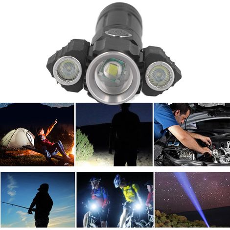 Lampe torche de cyclisme portable et étanche haute puissance pour l'extérieur, avec trois LED rechargeables. (1/5)