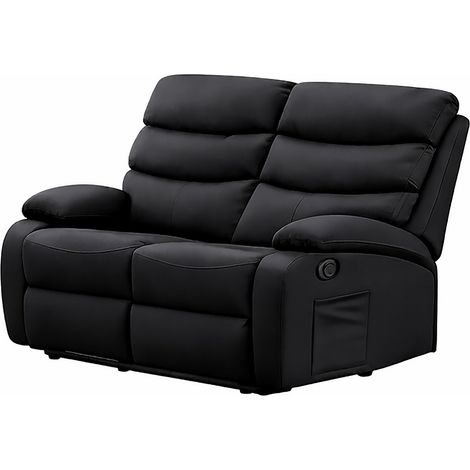 2 Seater Recliner Sofa - L92 x W133 x H104 cm - Assembly Required - Black