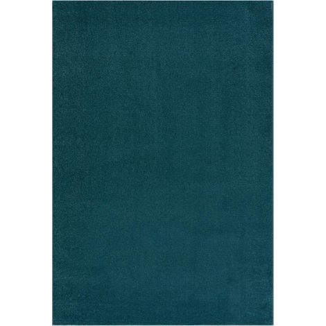 Tapis salon et chambre 120x170 bleu foncé rectangle tissé motif uni NOSSA