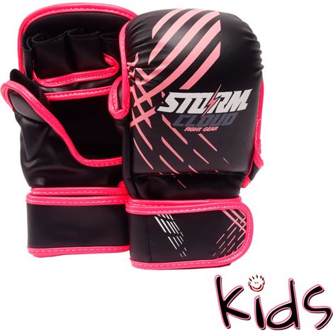 Guanti da MMA StormCloud Lynx per bambini, neri/rosa, taglia Junior Large, 7 oz.
