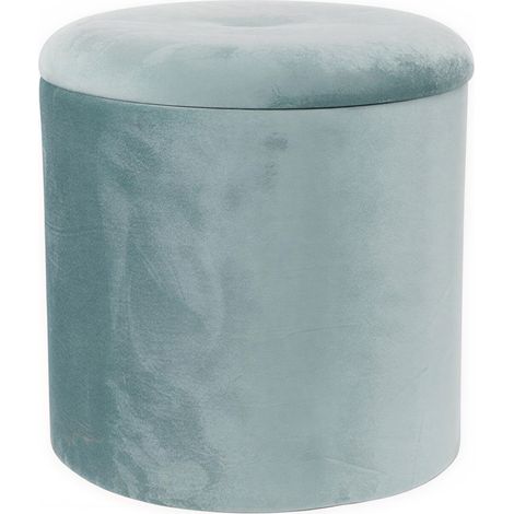 Marvin Pouf Contenitore in Velluto Selina Sgabello Salvaspazio con Vano Portaoggetti Seduta Moderna Elegante per Soggiorno Camera da Letto Turchese (1/4)