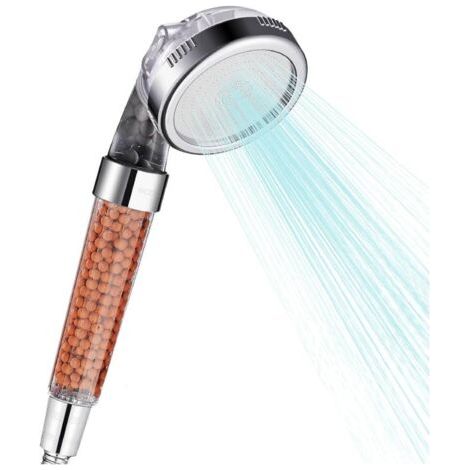Ensemble de pommeau de douche, filtration par filtre, 3 réglages, haute pression, jet économiseur d'eau, douchette à main pour peau sèche et cheveux (sans flexible) (1/5)