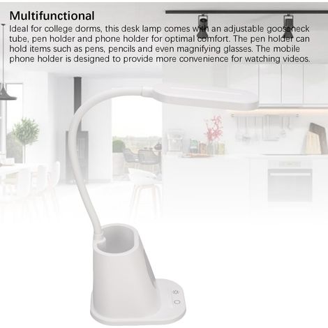 Lámpara de mesa LED recargable por USB con control táctil, 3 temperaturas de color y portalápices. (1/5)
