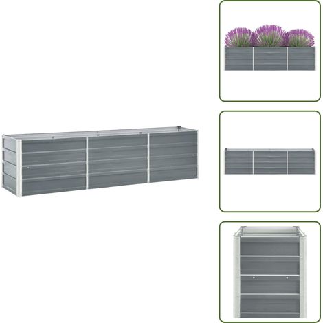 Garten-Hochbeet Verzinkter Stahl 240×40×45 cm Grau - Hochbeet - Gartenhochbeet - Stahlteich - Pflanzenbehälter - Gemüsegarten (1/5)