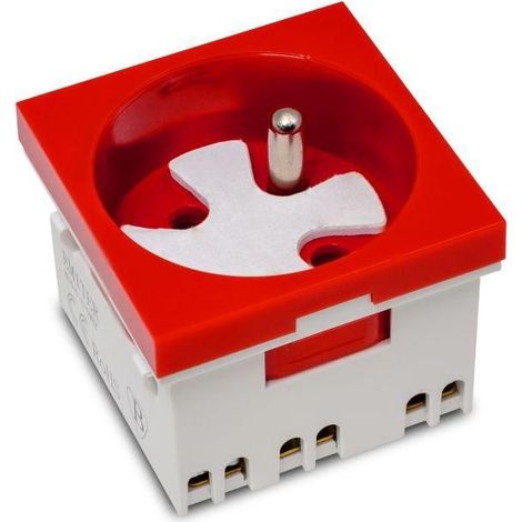 Prise modulaire 230 V avec mise à la terre, unipolaire, standard 45 x 45 mm, avec verrouillage et déverrouillage. (1/5)