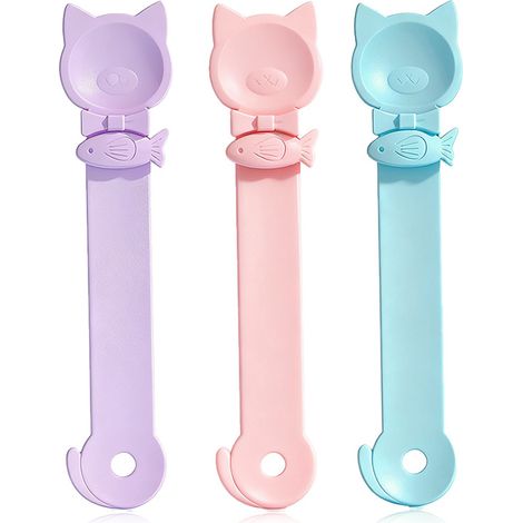 Cuillère doseuse multifonctionnelle pour chat, idéale pour mélanger les aliments liquides et humides. (1/3)