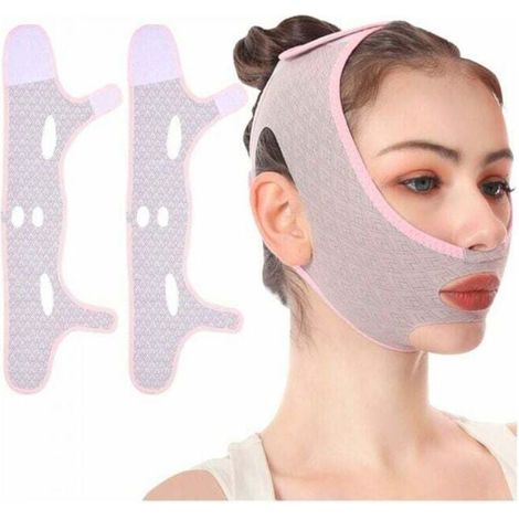 Mascarilla adelgazante con vendaje lifting facial en forma de V, reutilizable, antiarrugas para papada y flacidez. (1/4)