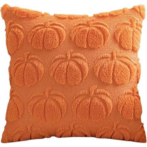 Taie d'oreiller citrouille de luxe haut de gamme, couleur orange foncé, idéale pour décorer un canapé ou un salon. (1/5)