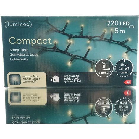 Lumineo LED Lichterkette Compact grün 5 Meter 220 Lichter - warmweiß (1/2)