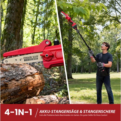 Perche élagueuse sans fil 300 W 141 à 240 cm ABS acier rouge noir, pour branches hautes - CHICFURN (1/5)