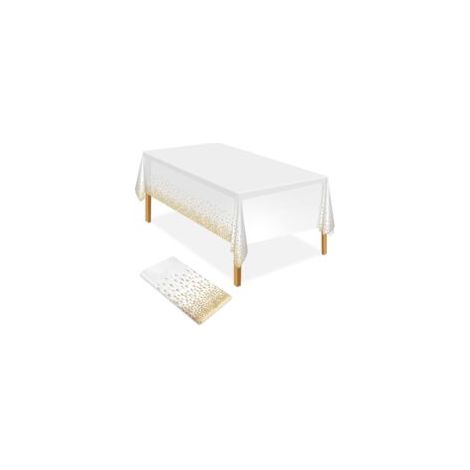 Tovaglia in plastica bianca e oro 137 x 274 cm - Crezuo