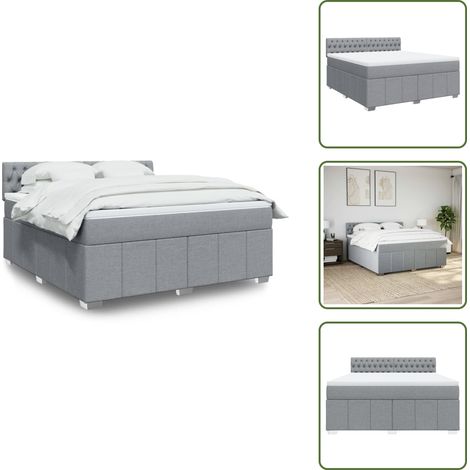 Colchón ensacado - vidaXL Cama box spring con colchón tela gris claro 180x200 cm - Cama de muelles