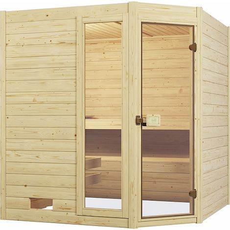 Massivholz-Sauna VALIDA Eck 2 GTF, BioS, 7,5 kW