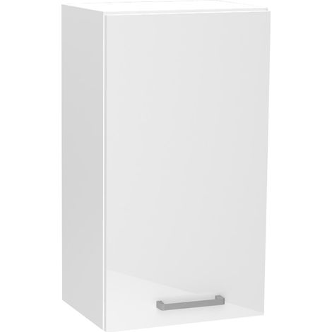 Meuble haut de cuisine coloris blanc avec 1 porte - longueur 40 x profondeur 28 x hauteur 72 cm (1/5)