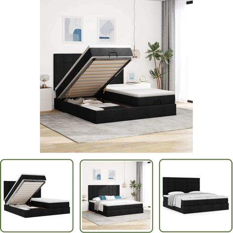 vidaXL Ottoman-Bett mit Matratzen Schwarz 180x200 cm Stoff (1/5)