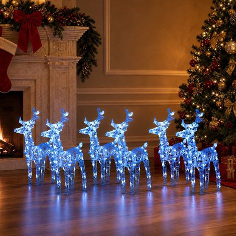 vidaXL Christmas Reindeers 6 pcs Blue 240 LEDs Acrylic (1/5)