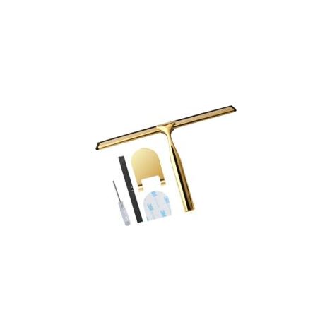 Raclette de douche en acier inoxydable doré pour porte, miroir, vitre auto et salle de bain – 2 lames caoutchouc  - Crezuo