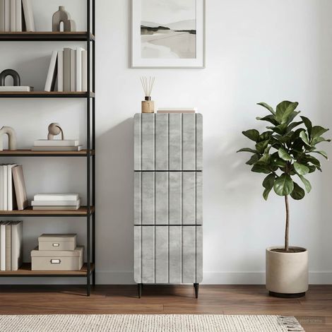 Armoire à tiroirs 3 tiroirs en bois d’ingénierie gris béton 33 x 34,5 x 92 cm - PANGIVO (1/5)