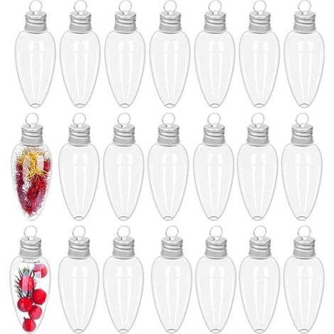 40 pezzi di ornamenti natalizi a forma di lampadina in plastica trasparente per la decorazione (1/4)
