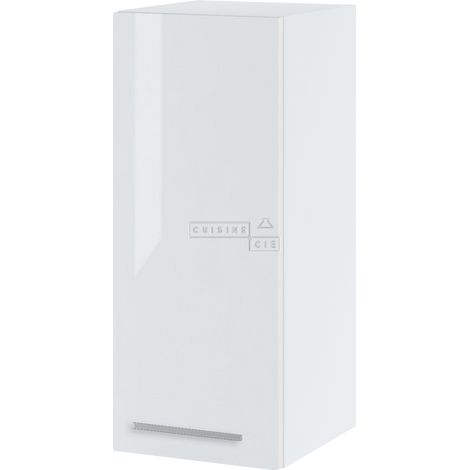 Meuble haut de cuisine Bellissi Blanc Brillant 1 porte L 30 cm -  Porte avec poignée apparente  White